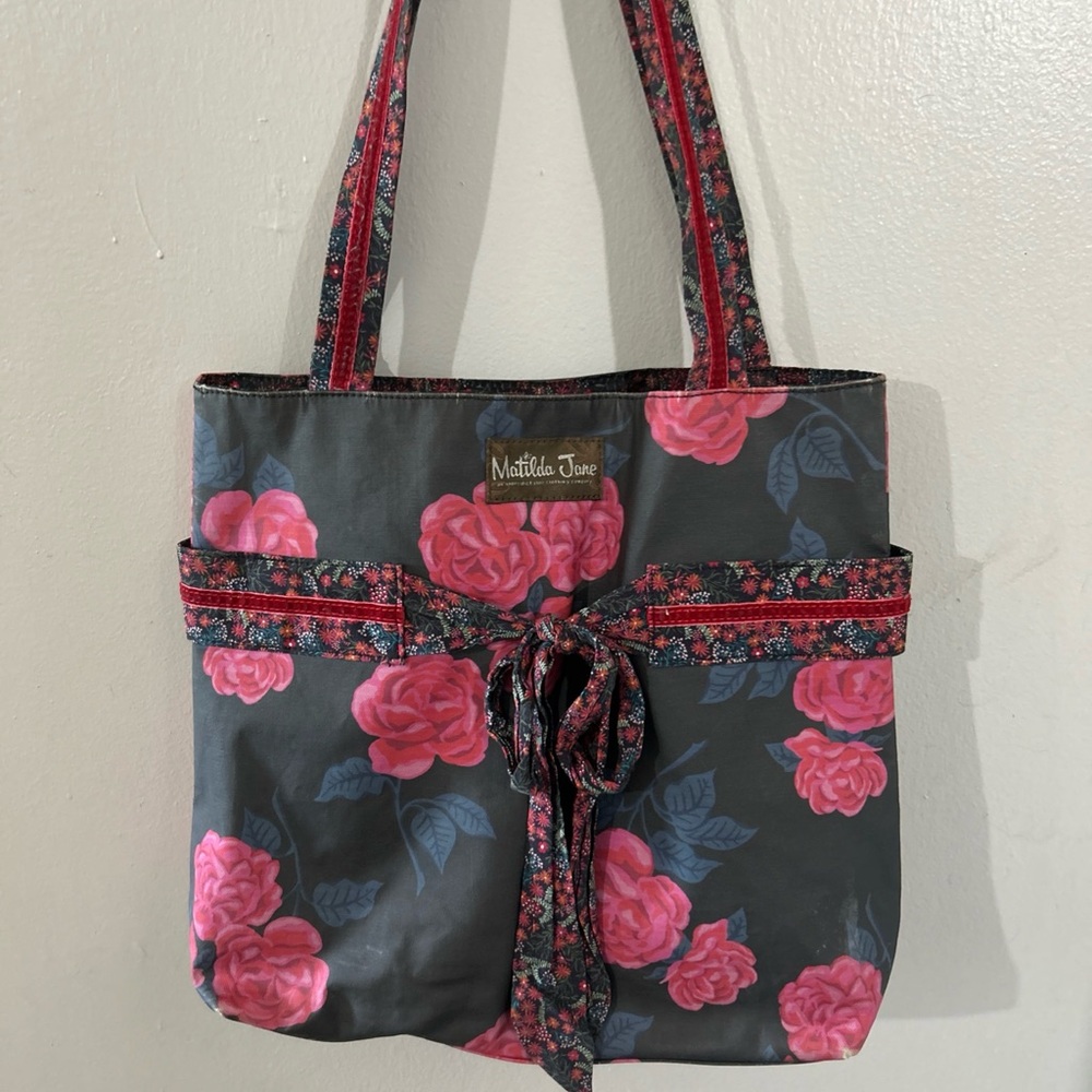 Matilda Jane Charcoal and Rose Floral Tote